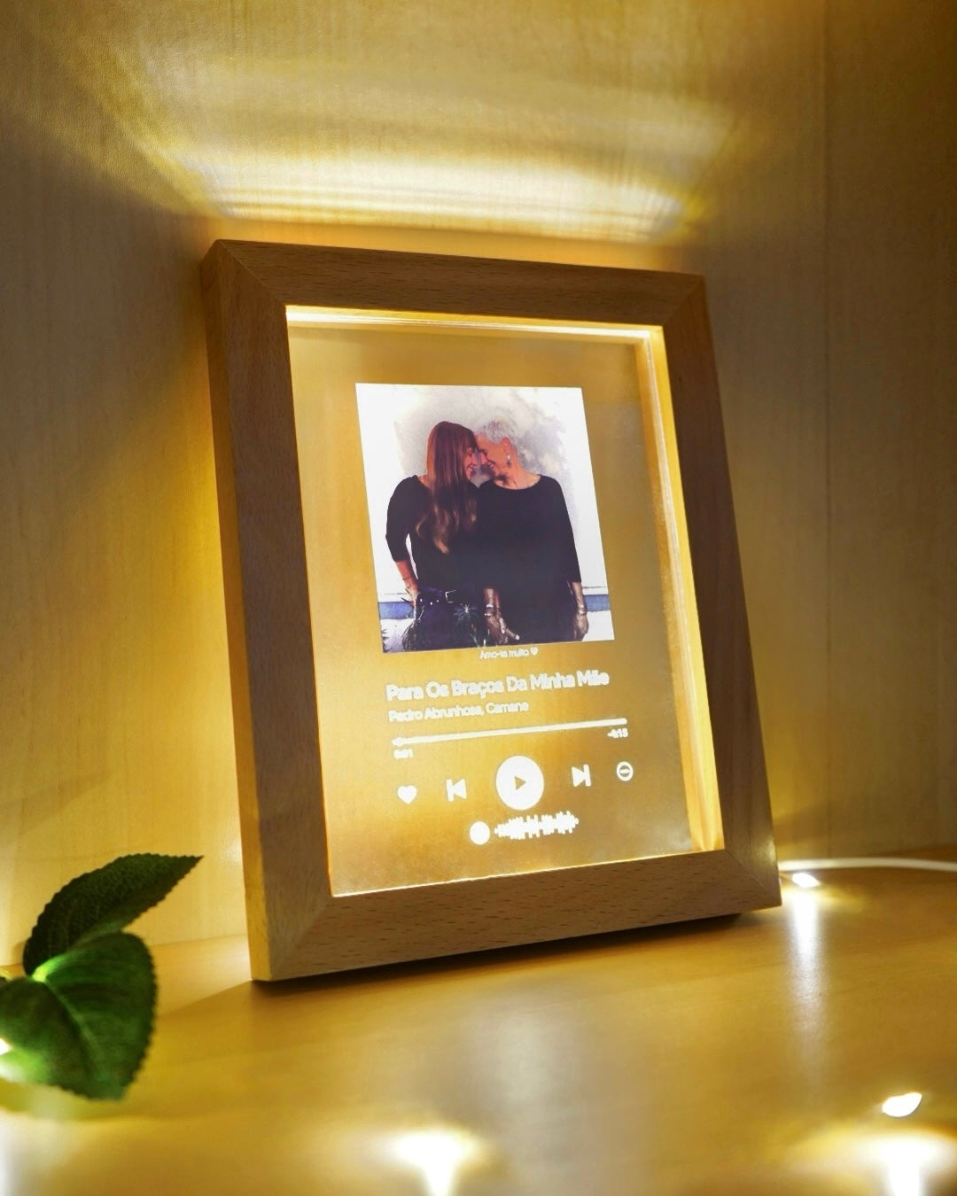 Marco de fotos familiar personalizado con iluminación LED