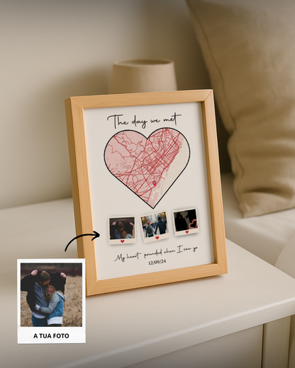 Cuadro Love Location con 3 Polaroids y Mapa Personalizado