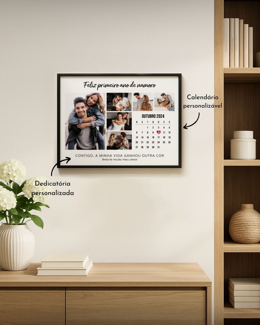 Quadro Calendário Personalizado c/ 6 Fotografias