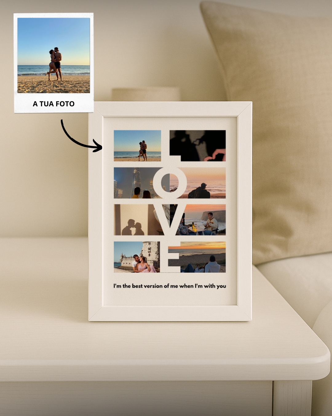 Cuadro LOVE con 8 Fotografías Personalizable