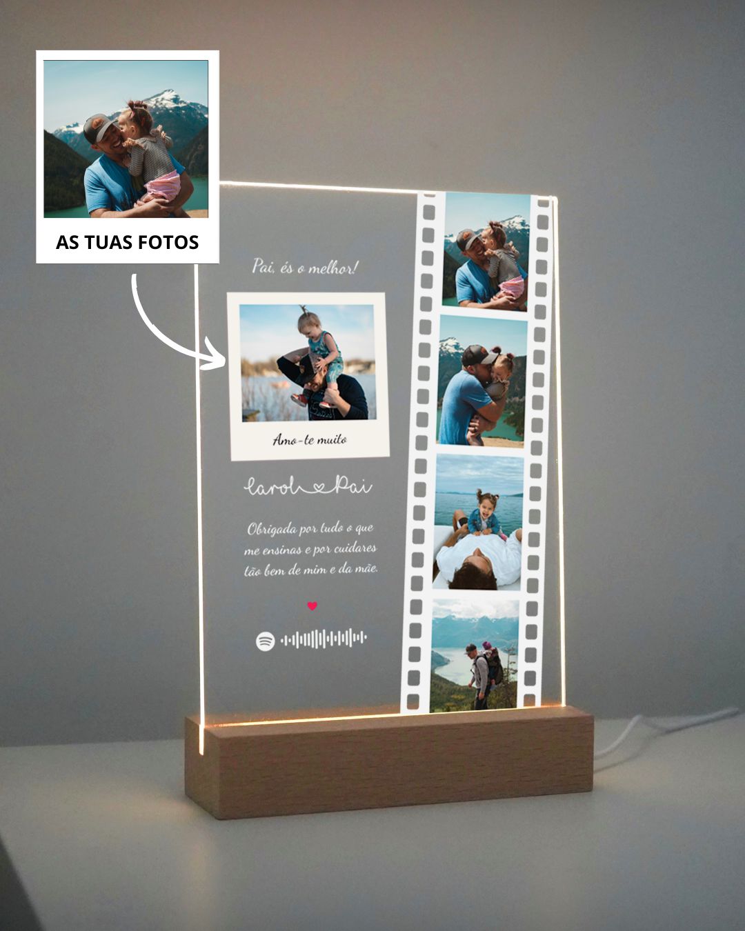 Placa Polaroid & Camera Roll c/ 4 Fotografias