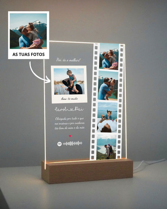 Placa Polaroid & Camera Roll c/ 4 Fotografias