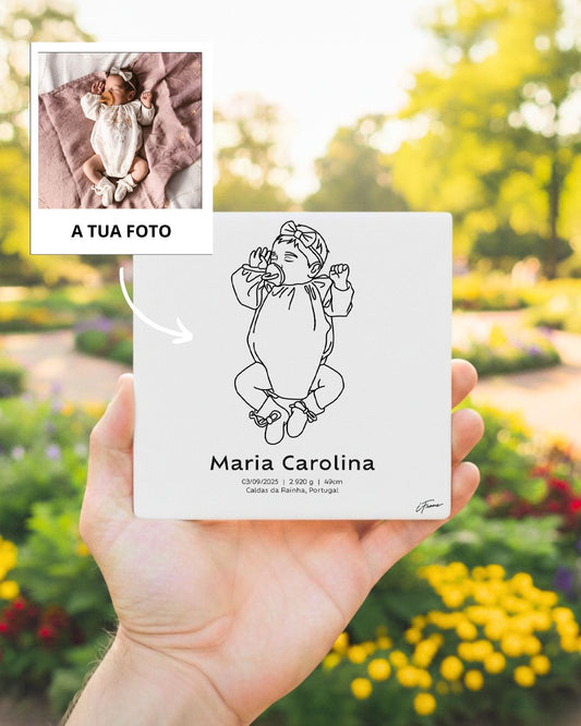 Azulejo Retrato Bebé Line Art Personalizado
