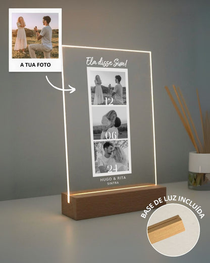 Lámpara c/ 3 Fotografías Polaroid & Fecha Especial (B&N)