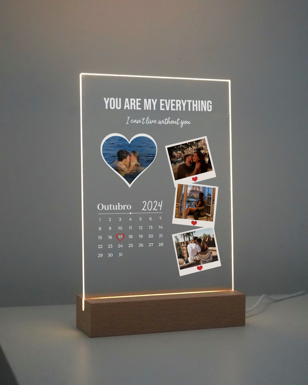 Placa Calendário do Mês c/ 4 Fotos