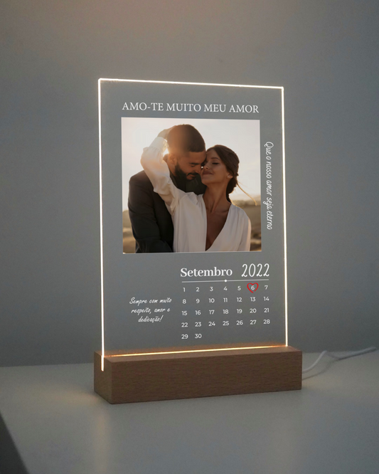 capa:namorados | Placa c/ Calendário & 1 Foto Personalizado