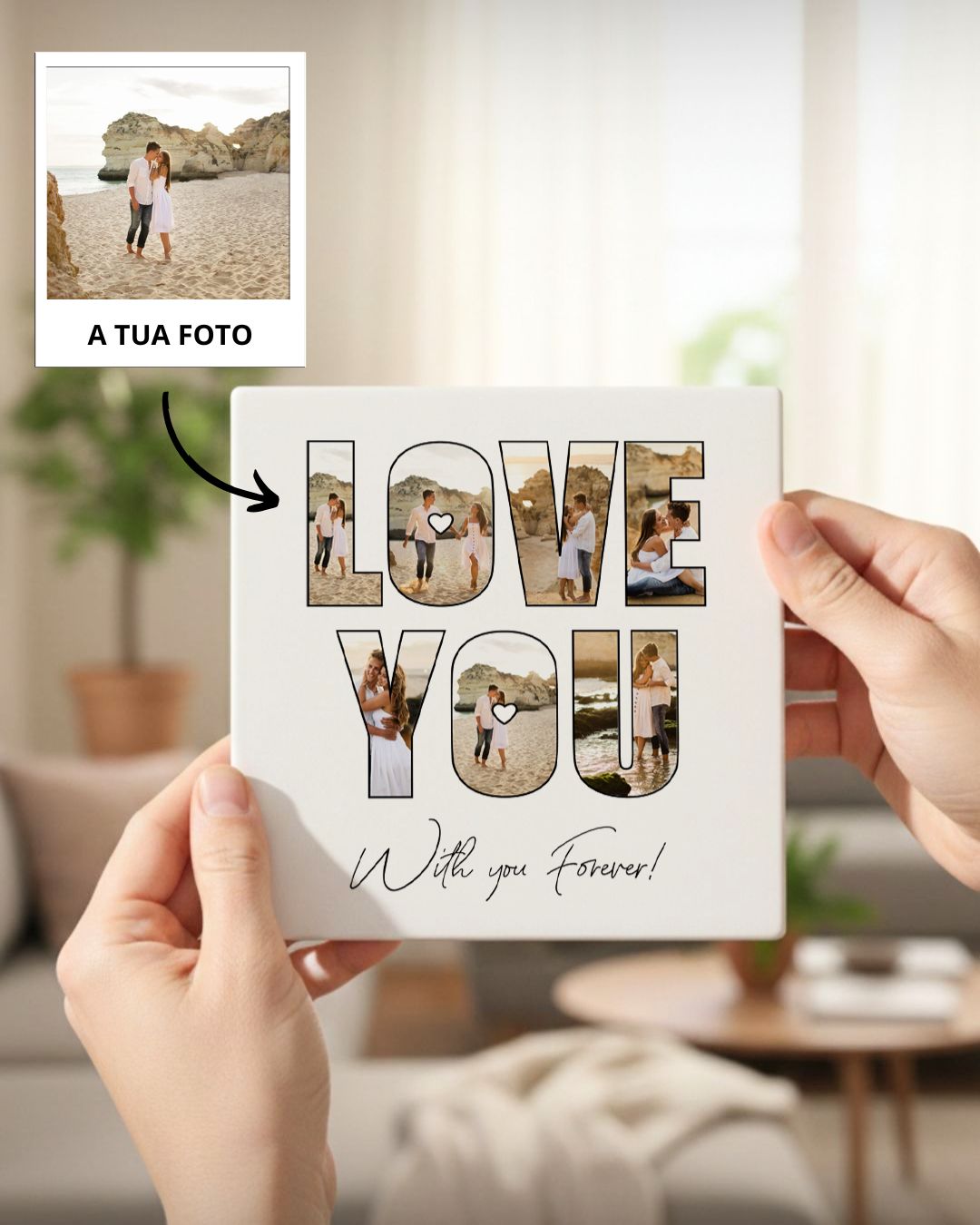 Azulejo "Love You" c/ 7 Fotografias