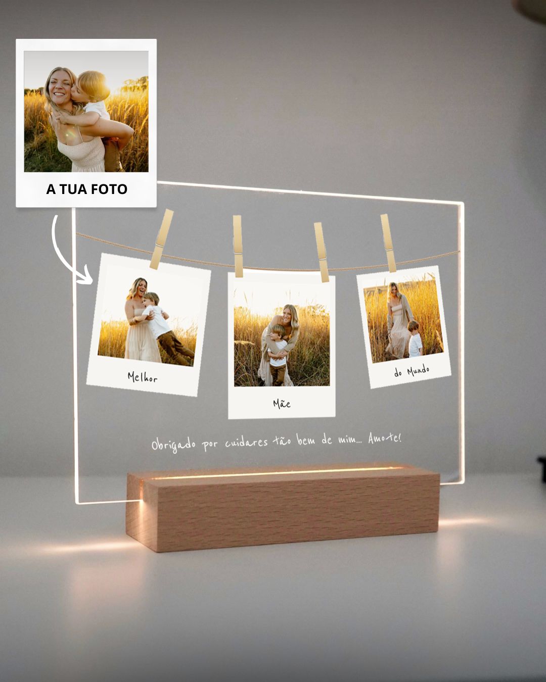 Lámpara c/ 3 Memorias Polaroid y Dedicatoria