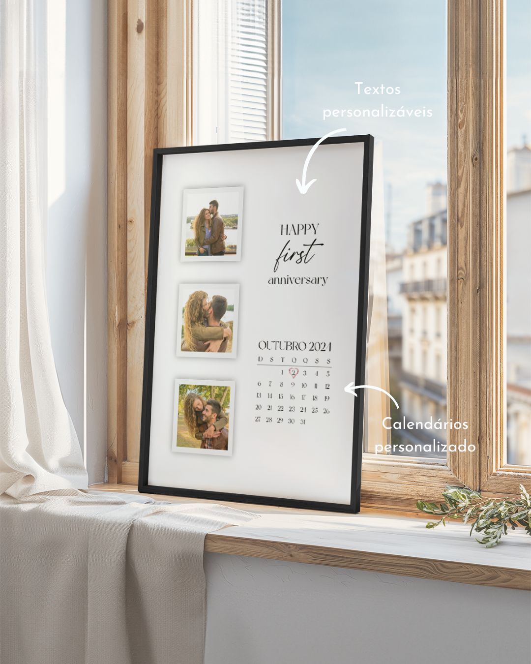 Custom Frame w/ 3 Photos & Calendar