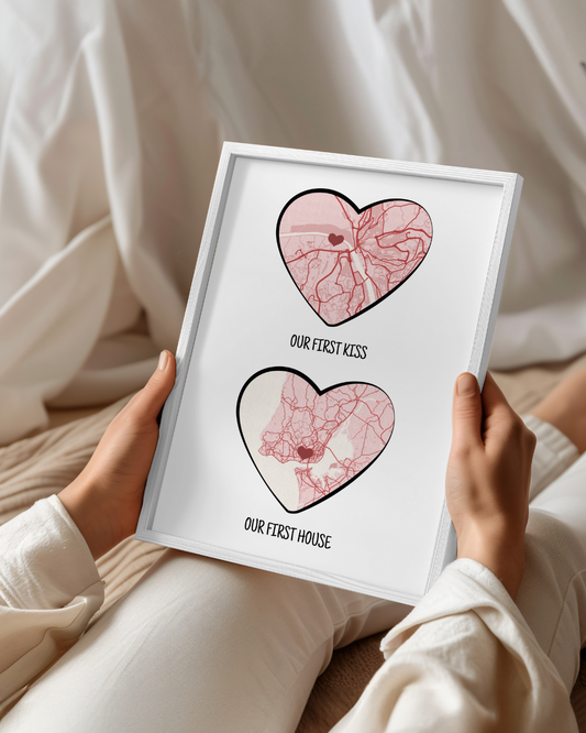 capa:namorados | Quadro c/ 2 Mapas Especiais Personalizado