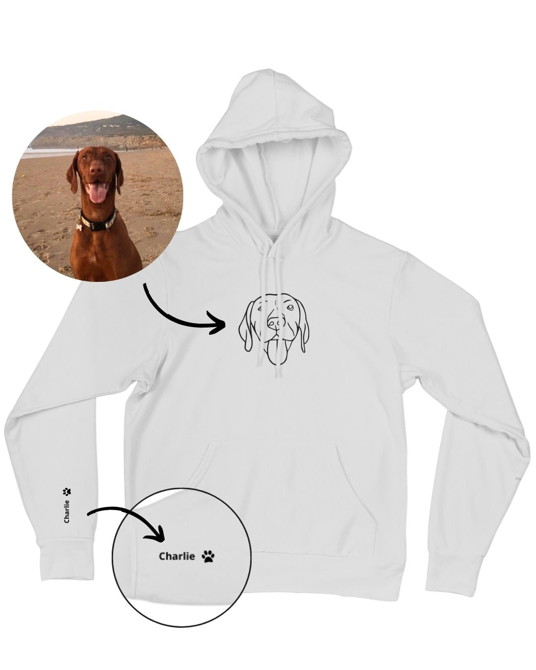 Custom Line Art Portrait Hoodie - Pets