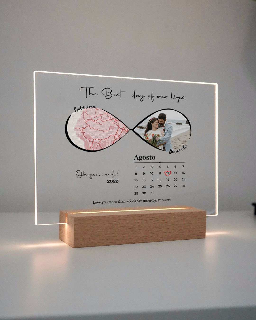 Placa Infinito c/ Mapa & Fotografia & Calendário