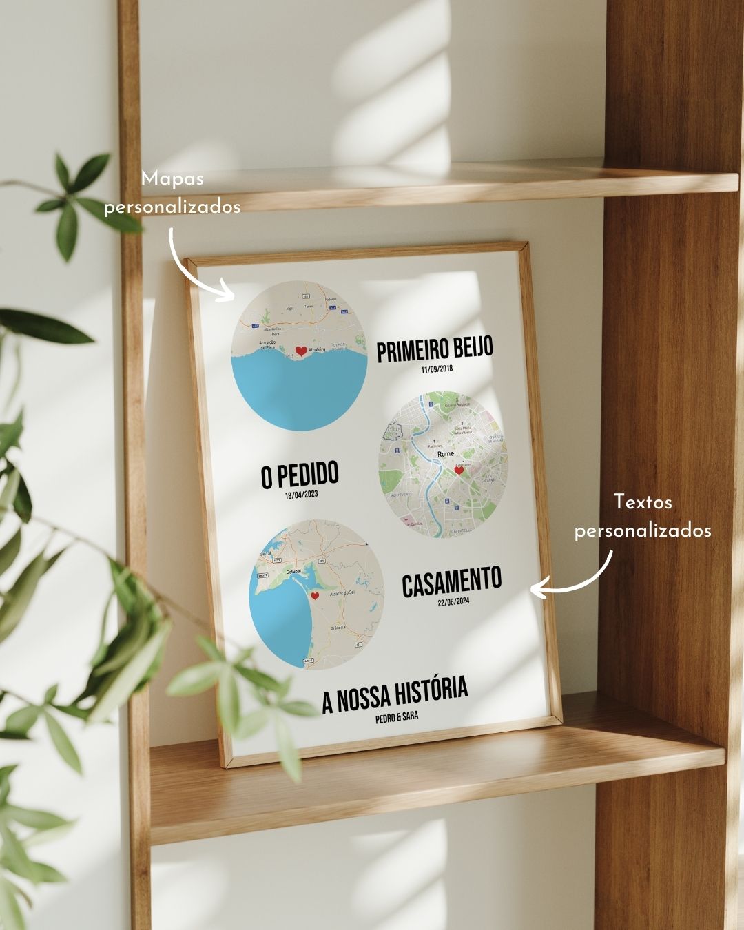 Quadro 3 Momentos Especiais - Mapas Circulares Personalizados