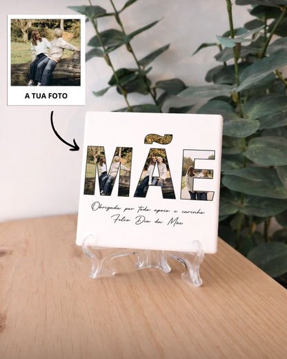 Azulejo "MÃE" con 3 Fotos Personalizado