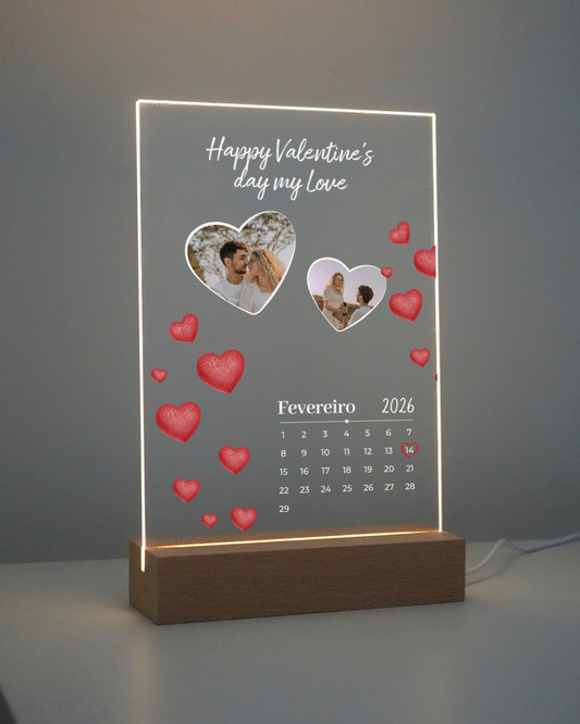 Placa Calendário c/ 2 Fotografias Personalizado