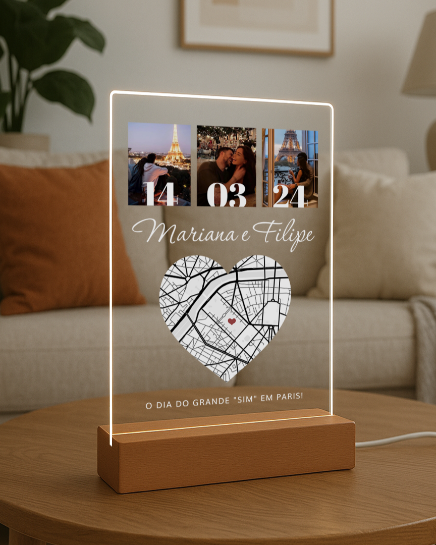 Lámpara c/ 3 Fotografías y Mapa Personalizado