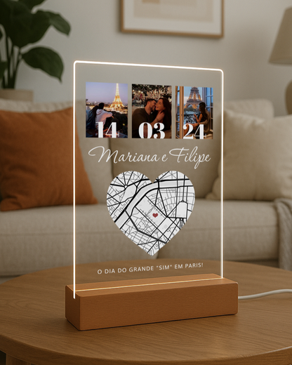 Lámpara c/ 3 Fotografías y Mapa Personalizado