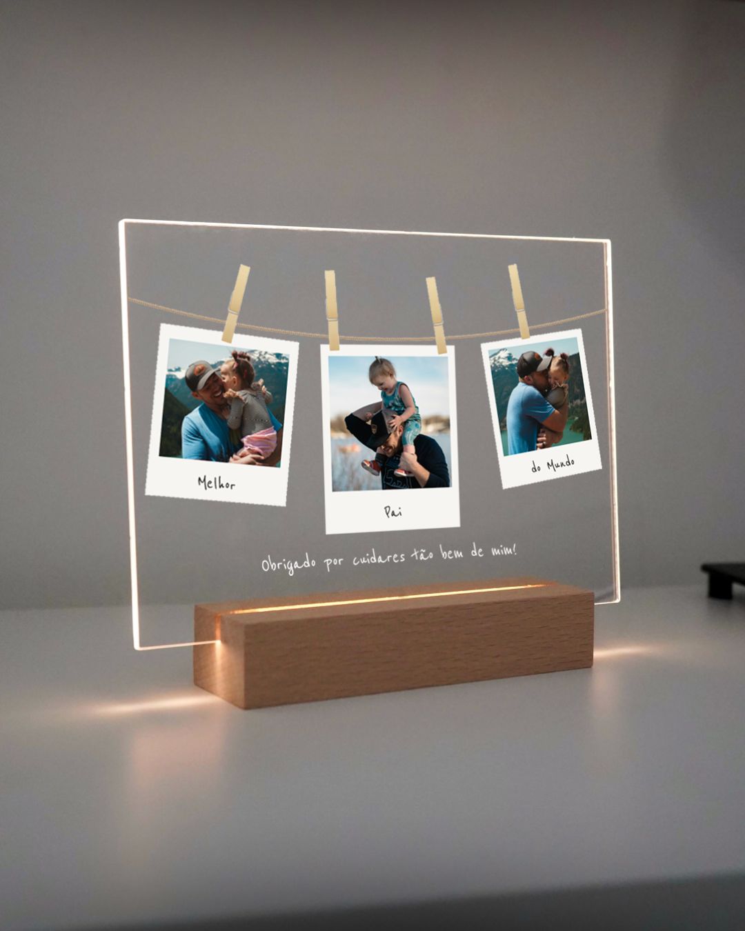 Lámpara c/ 3 Memorias Polaroid y Dedicatoria