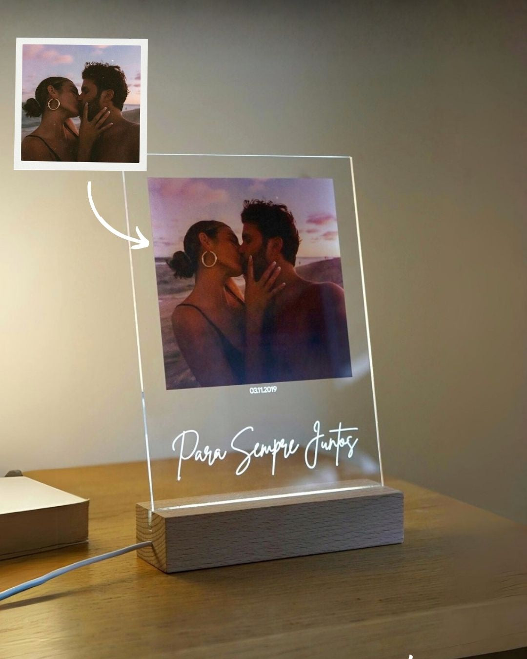 Lámpara Frase y Fotografía Personalizable