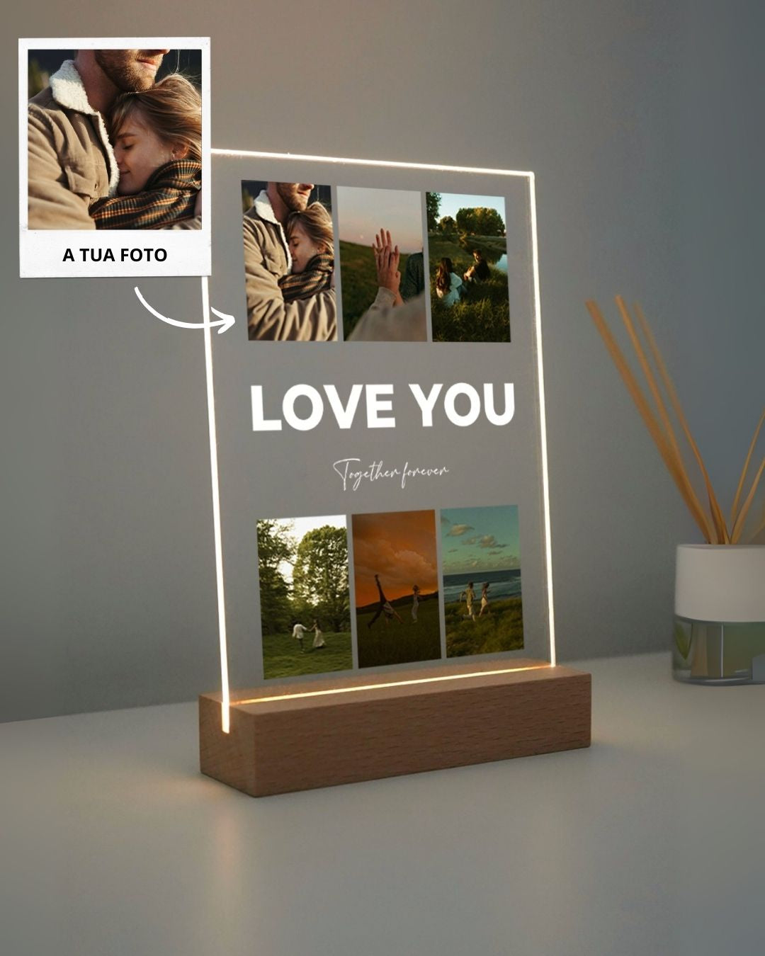 Lámpara "Love You" c/ 6 Fotografías