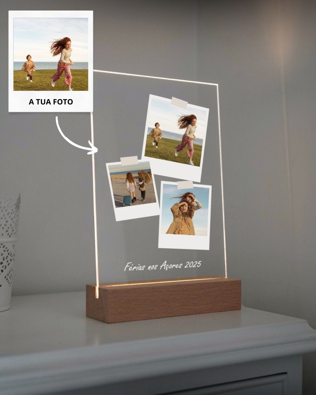 Lámpara c/ 3 Fotografías Memorias Polaroids