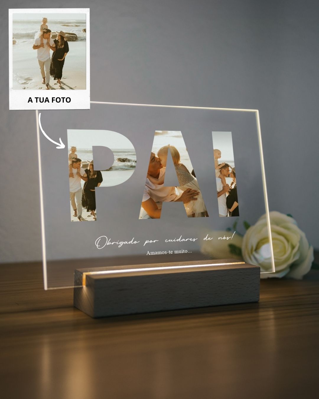 Lámpara "Papá" c/ 3 Fotografías - Día del Padre