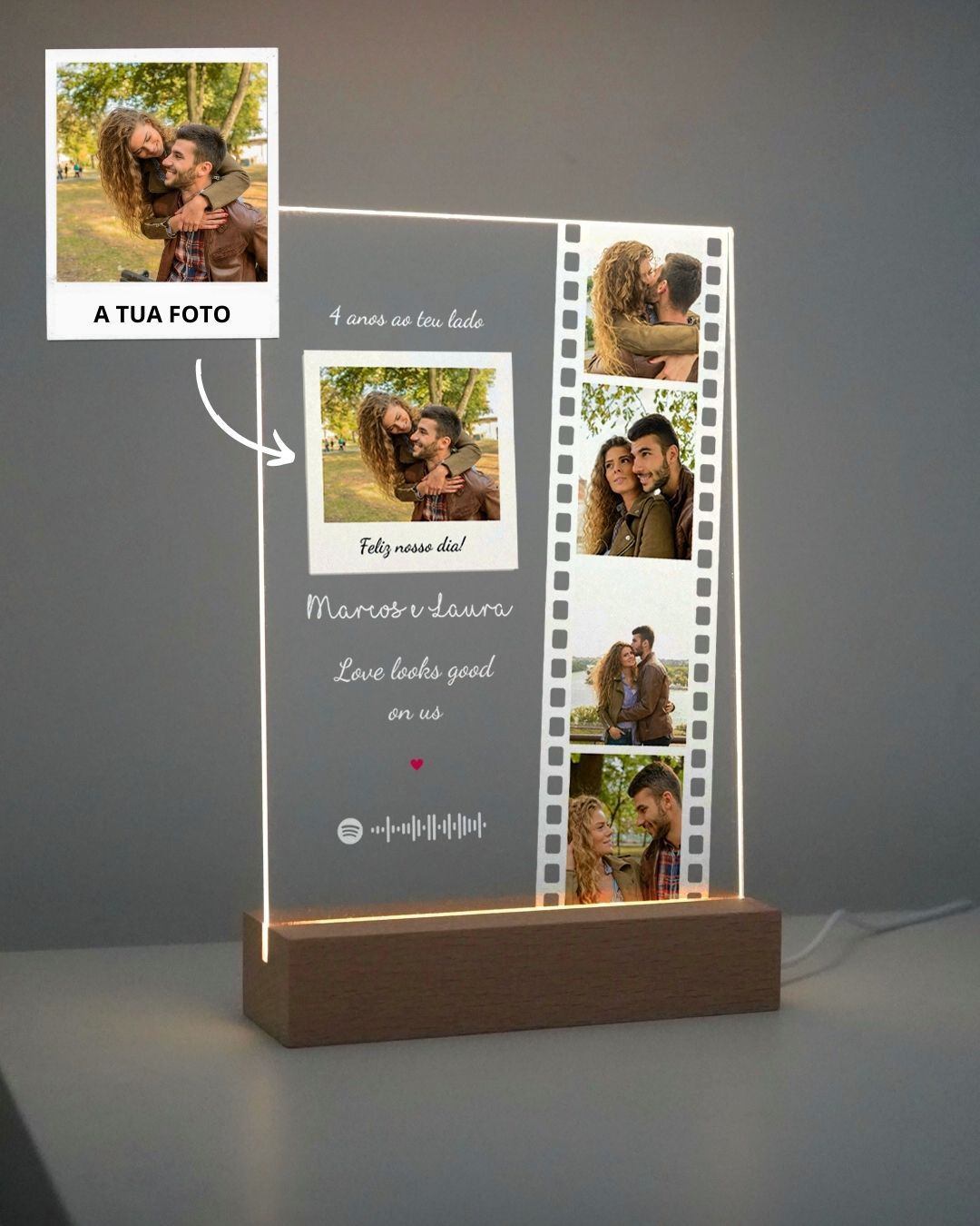 Custom Lamp - Polaroid & Cameral Roll w/ 4 Photos