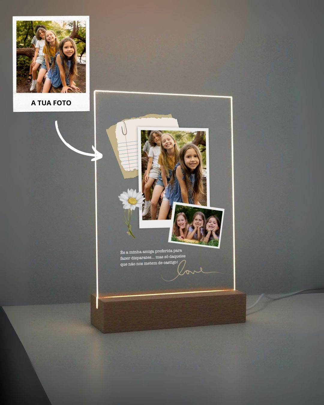 Custom Lamp w/ Flower & 2 Photos