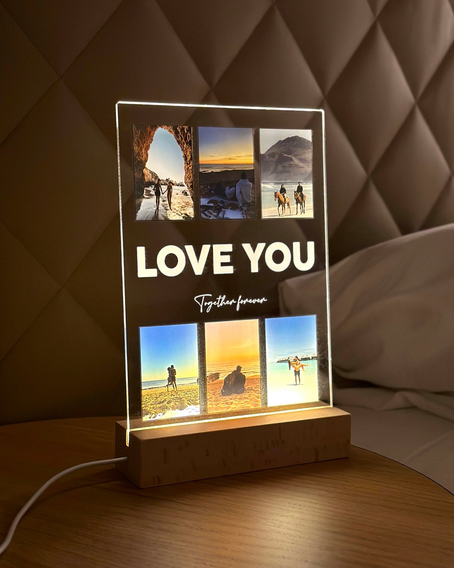 Placa "Love You" com 6 Fotografias