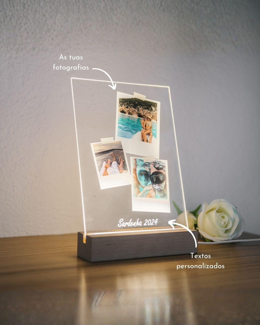 Lámpara c/ 3 Fotografías Memorias Polaroids