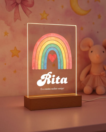 Placa Luz de Presença c/ Nome & Arco-Íris