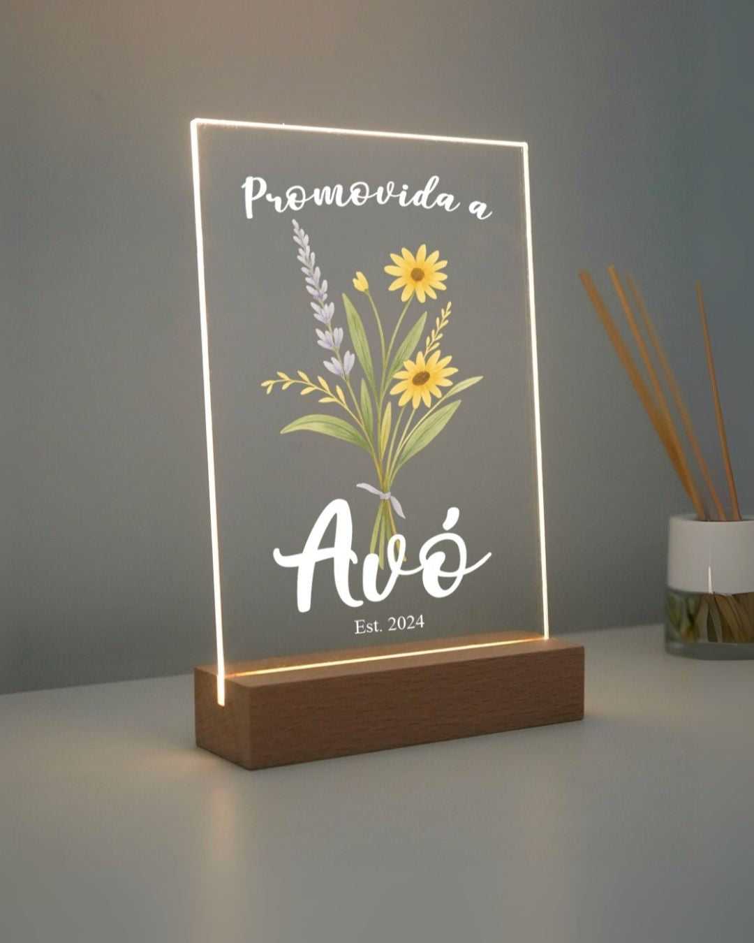 Lámpara con ramo de flores personalizado