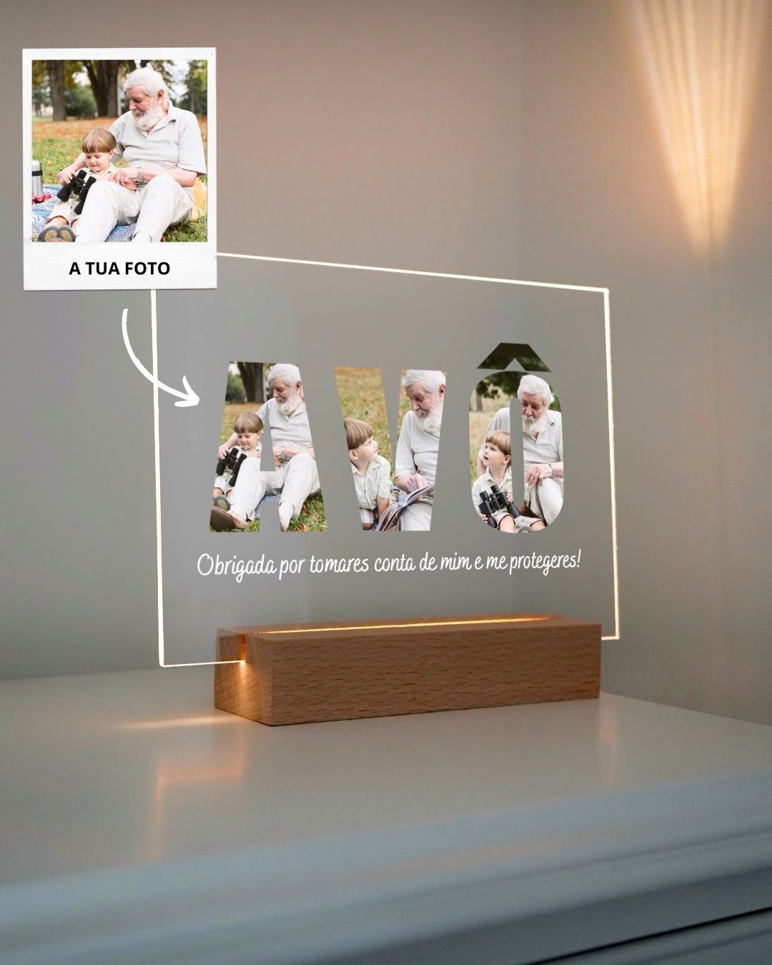 Lámpara Abuelo & Abuela c/ 3 Fotografías Personalizadas