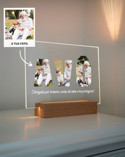 Lámpara Abuelo & Abuela c/ 3 Fotografías Personalizadas