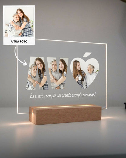 Lámpara Abuelo & Abuela c/ 3 Fotografías Personalizadas - Corazón