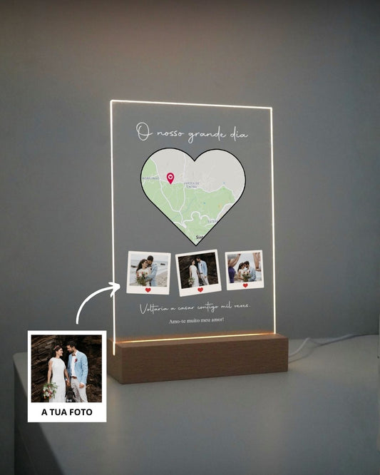 Love Location Lamp with 3 Polaroids & Personalized Map
