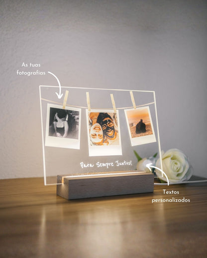 Lámpara c/ 3 Memorias Polaroid y Dedicatoria