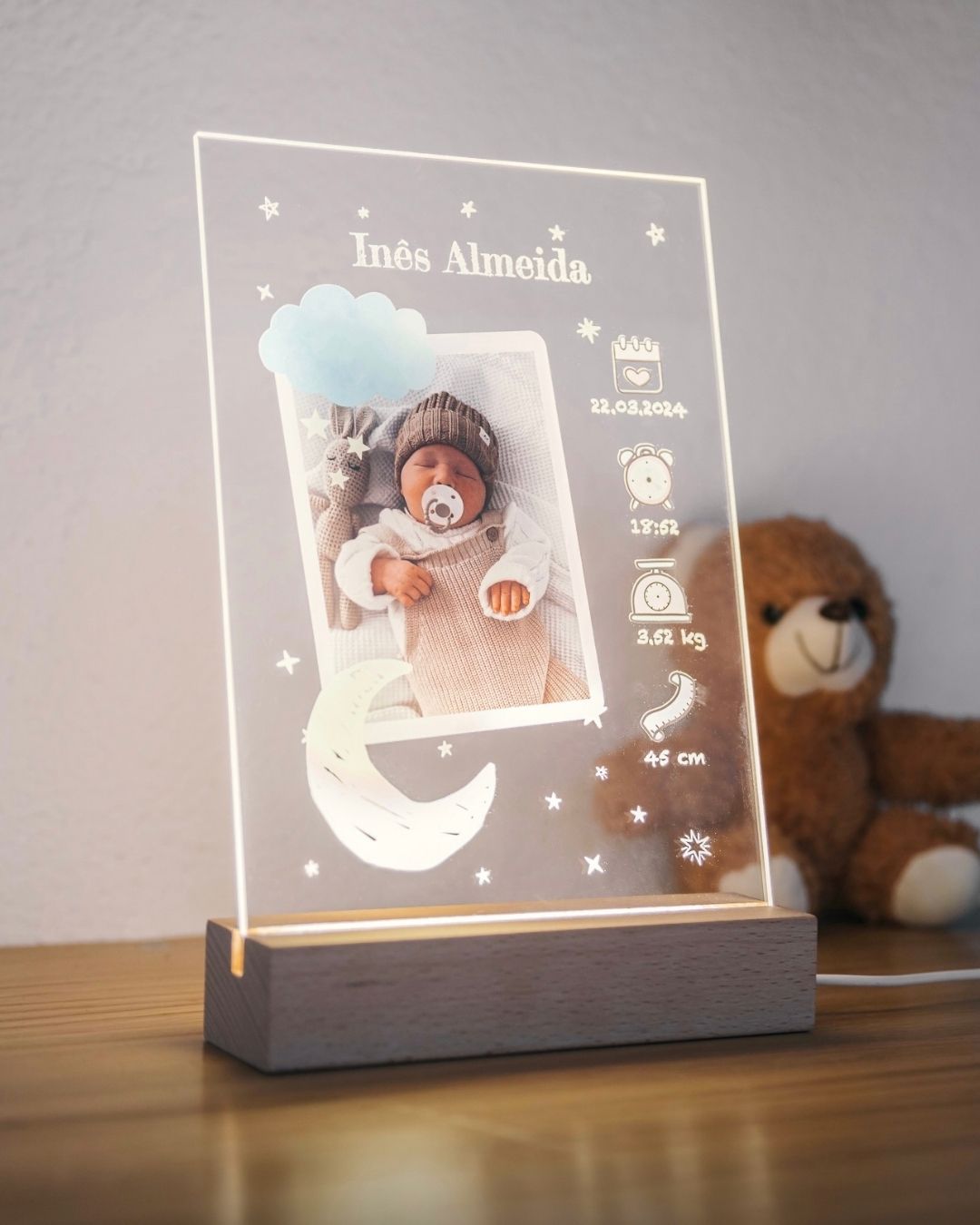 Lámpara Nacimiento Bebé - Nubes y Luna