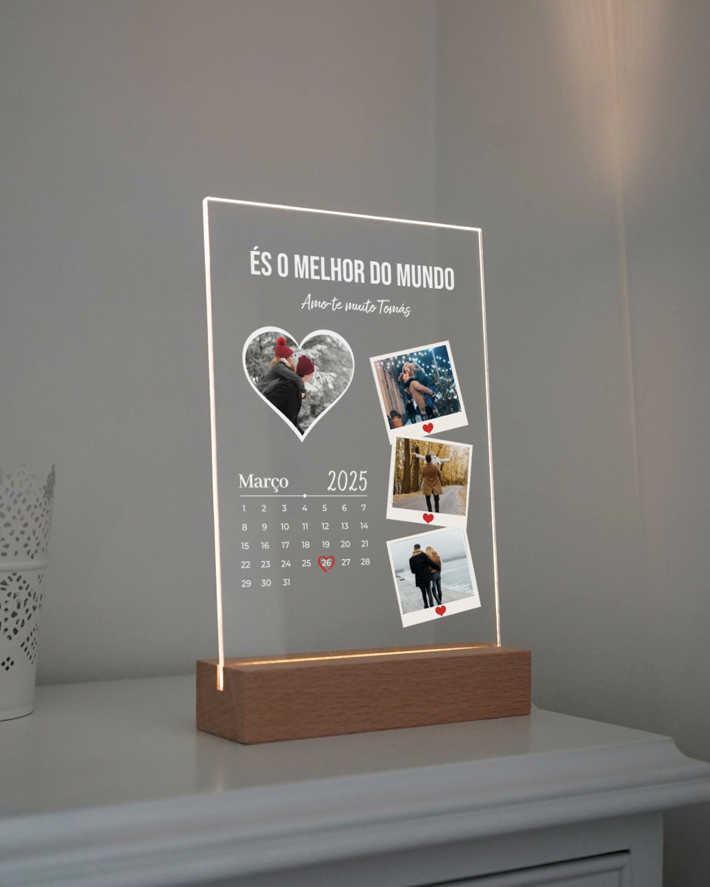 capa:namorados | Placa Calendário do Mês c/ 4 Fotos