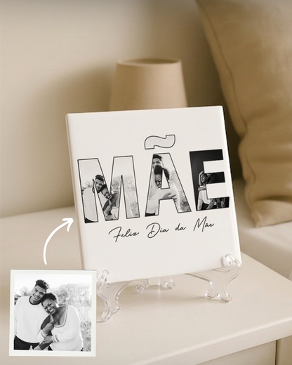 Azulejo "MÃE" con 3 Fotos Personalizado