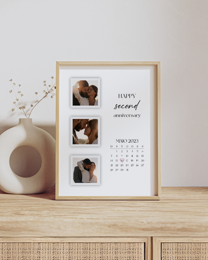 Custom Frame w/ 3 Photos & Calendar