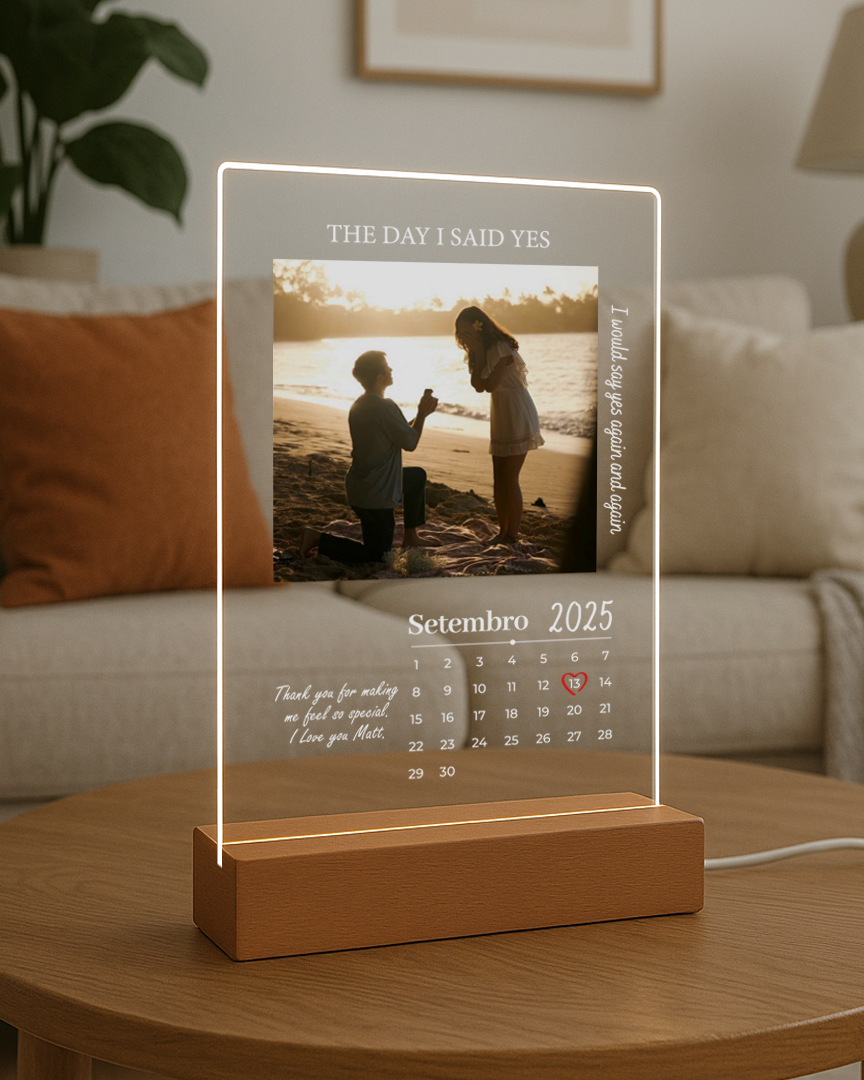 Placa c/ Calendário & 1 Foto Personalizado