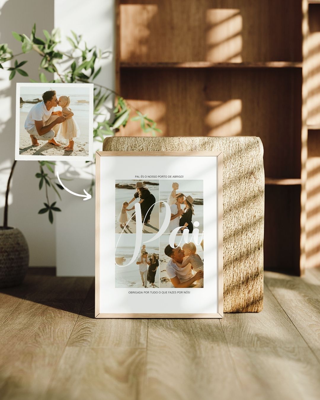 Cuadro c/ 4 Fotografías y Nombre Personalizado