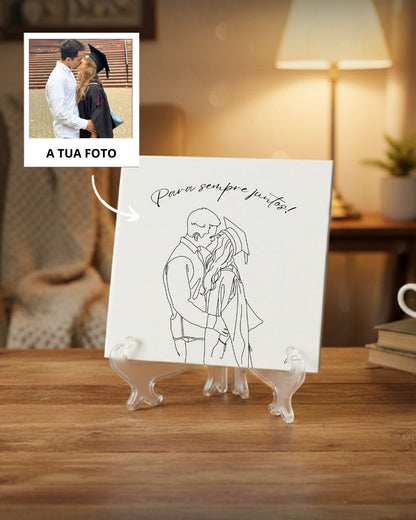 Azulejo Retrato Line Art Personalizado