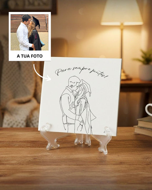 Azulejo Retrato Line Art Personalizado