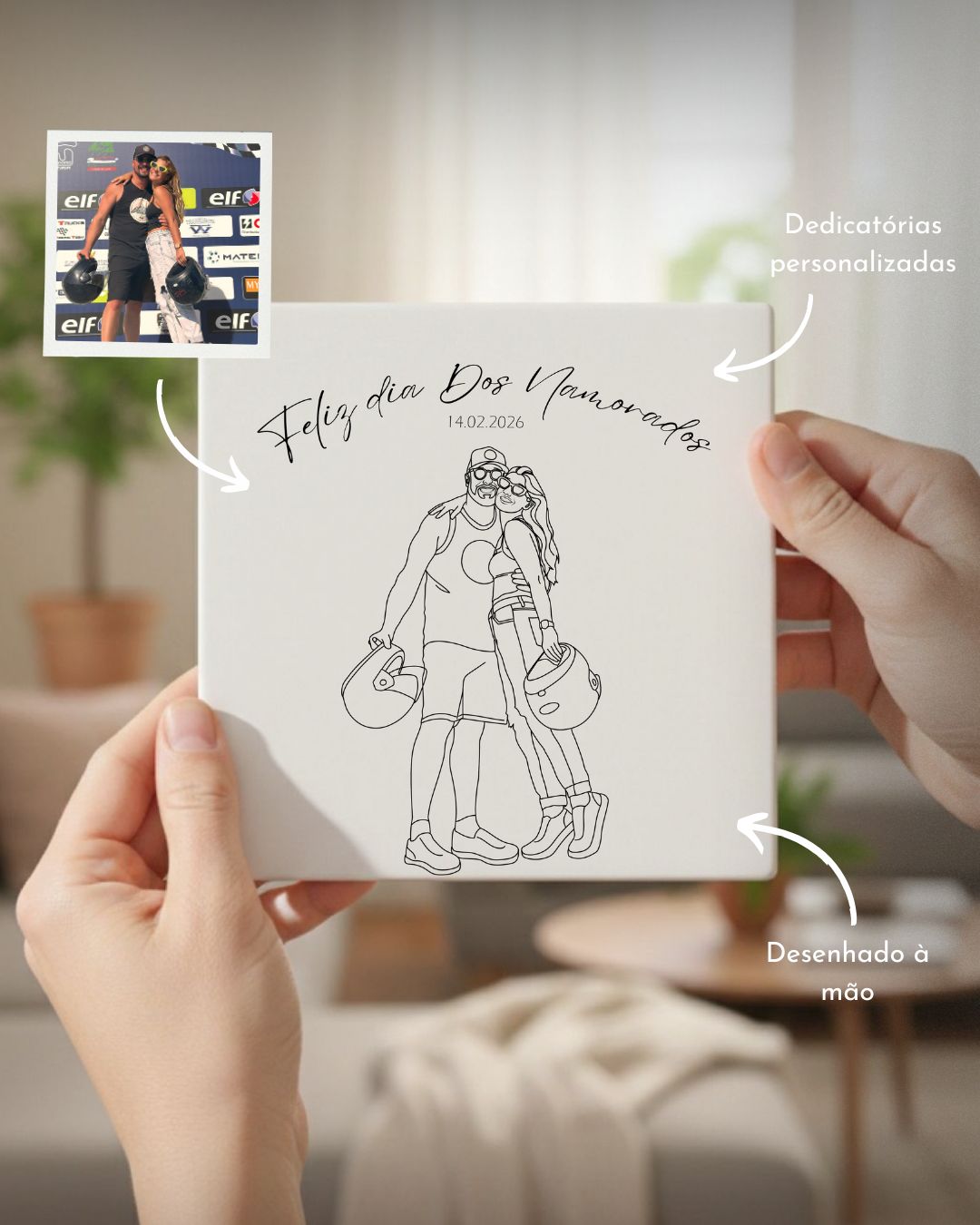 Azulejo Retrato Line Art Personalizado