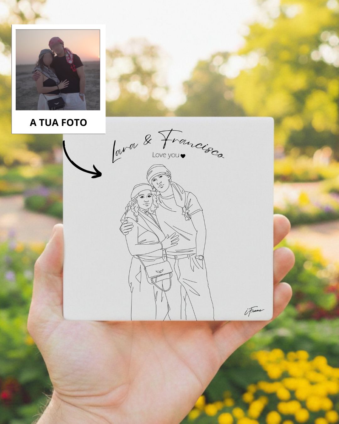 Azulejo Retrato Line Art Personalizado