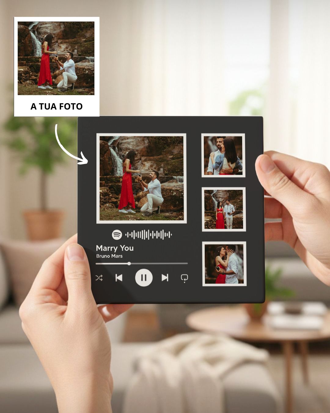 Azulejo Spotify c/ 4 Fotos & Código QR