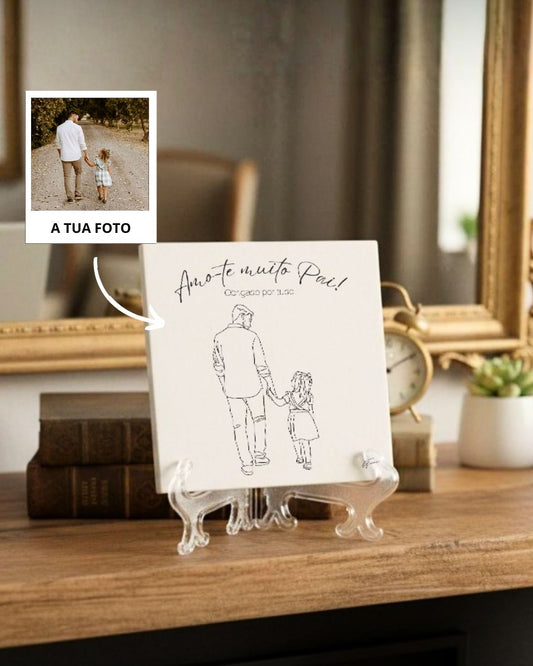 Azulejo Retrato Line Art Personalizado