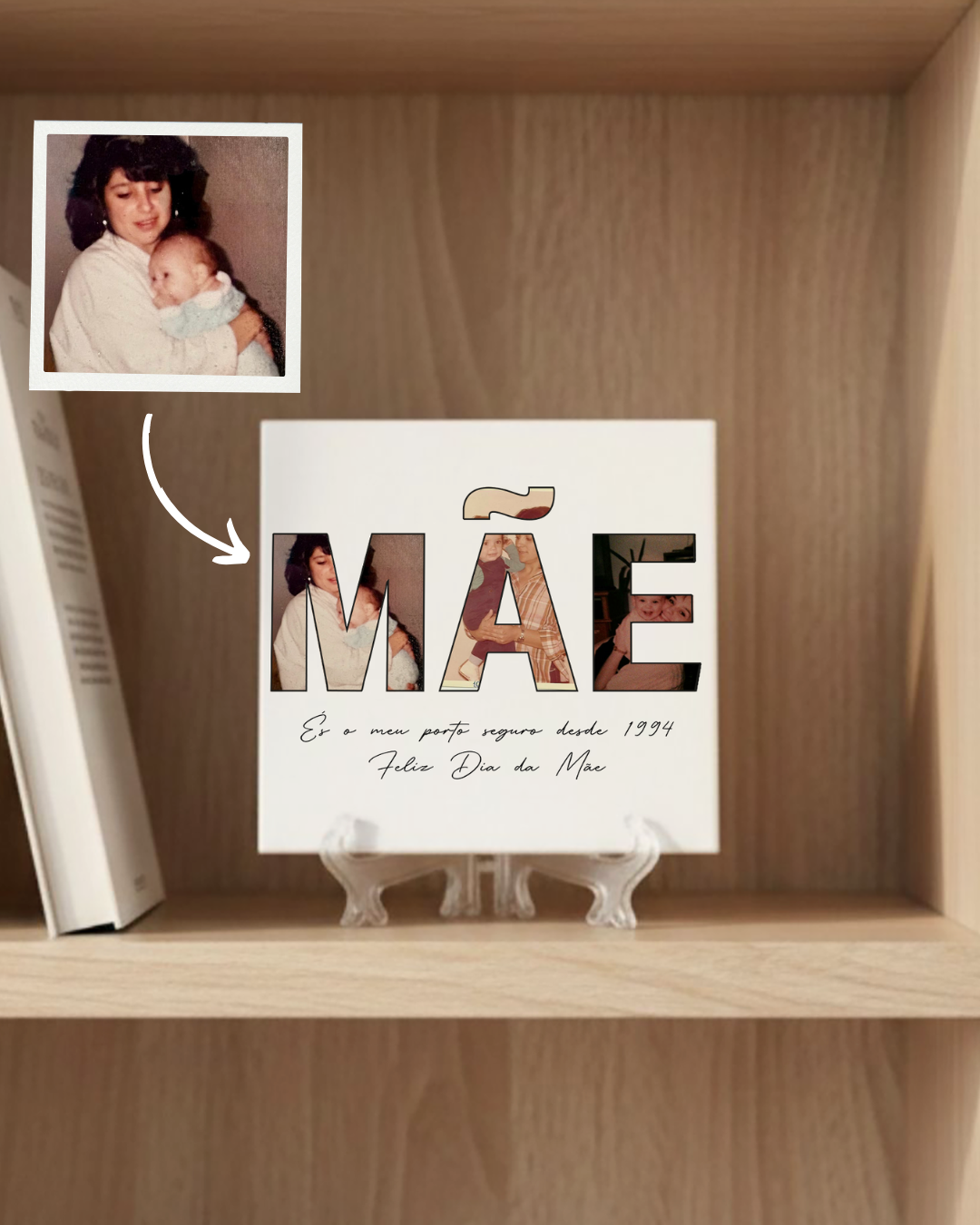 Azulejo "MÃE" con 3 Fotos Personalizado